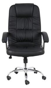 Scaun directorial LAUREN, piele ecologica, baza cromata, Negru
