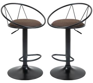 HOMCOM Set 2 scaune de bar, Pivotante, Suport pentru picioare, Inaltime reglabila, 51x46x78-100cm, Maro