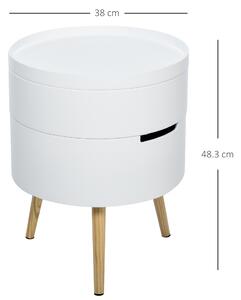 HOMCOM masuta de cafea rotunda, Φ38 x 48,3cm, lemn, alb | AOSOM RO