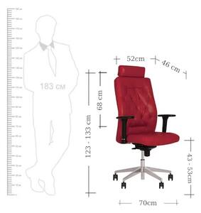 Scaun directorial CHEVY HR, brate 4D, Rosu, piele naturala