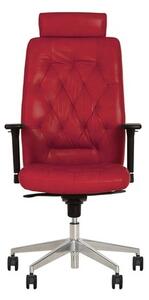 Scaun directorial CHEVY HR, brate 4D, Rosu, piele naturala