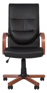 Scaun directorial EXONIA EXTRA, brate din lemn, piele naturala, negru
