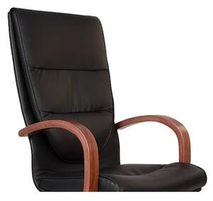Scaun directorial EXONIA EXTRA, brate din lemn, piele naturala, negru