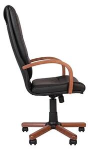 Scaun directorial EXONIA EXTRA, brate din lemn, piele naturala, negru