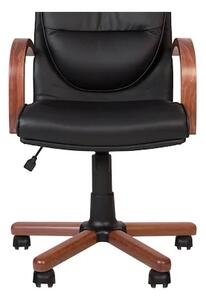 Scaun directorial EXONIA EXTRA, brate din lemn, piele naturala, negru