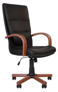 Set 2 scaune directoriale EXONIA EXTRA, brate din lemn, piele naturala, negru