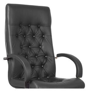 Scaun directorial CHEF LUX STEEL CHROME, Gri inchis, piele naturala