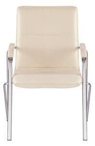 Scaun vizitator MULLER Soft, Crem piele naturala