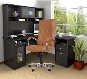Scaun de birou HAVANA STEEL CHROME, mecanism Multiblock, Brun deschis, piele ecologica