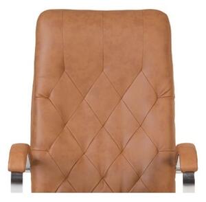 Scaun de birou HAVANA STEEL CHROME, mecanism Multiblock, Brun deschis, piele ecologica