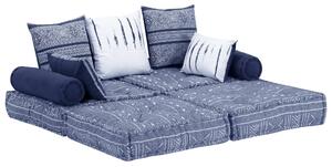 Canapea puf modulară cu 2 locuri, indigo, material textil