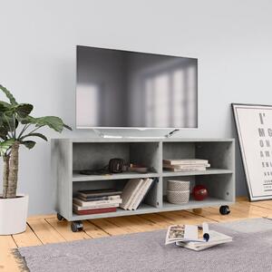Comodă TV cu rotile, gri beton, 90x35x35, PAL