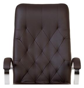 Scaun de birou HAVANA STEEL CHROME, mecanism Multiblock, Brun inchis, piele ecologica