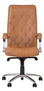 Scaun de birou HAVANA STEEL CHROME, mecanism Multiblock, Brun deschis, piele ecologica