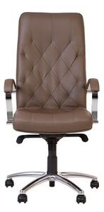 Scaun de birou HAVANA STEEL CHROME, mecanism Multiblock, Brun, piele ecologica
