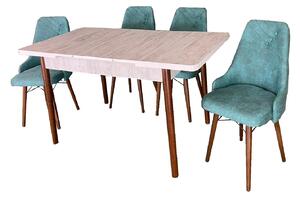 Set masă extensibilă Aris Alb cu 4 scaune Turquoise