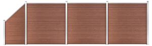 Set panouri gard, 3 pătrate + 1 oblic, maro, 619 x 186 cm, WPC