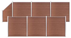 Set panouri gard, 6 pătrate + 1 oblic, maro, 1138x186 cm, WPC