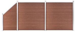 Set panouri gard, 2 pătrate + 1 oblic, maro, 446x186 cm, WPC