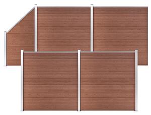 Set panouri gard, 4 pătrate + 1 oblic, maro, 792x186 cm, WPC
