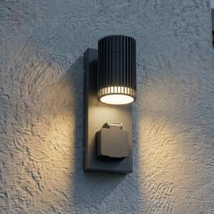 Lindby Lampa de exterior Enerio, negru, priză, GU10, IP44, reglabil, Negru, Aluminiu, Modern