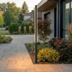 Lucande Lumină exterioară LED Lynel, antracit, înălțime 200 cm, IP54, Negru, Aluminiu, Modern