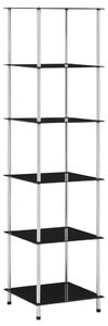 Raft cu 6 niveluri, negru, 40 x 40 x 160 cm, sticlă securizată