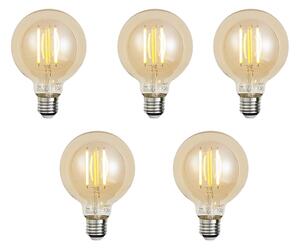Set de 5 becuri LED inteligente E27, reglabile, G95, aurii, 7W, 806 lm, 1800-6500K