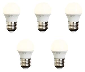 Set de 5 becuri LED inteligente E27, reglabile, P45 Opal 4,9W 470 lm 2200-4000K