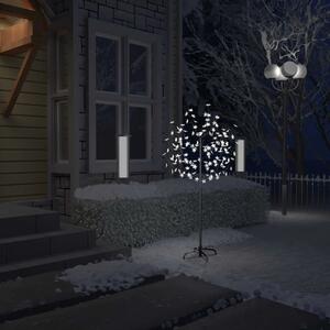 Pom Crăciun, 120 LED-uri alb rece, flori de cireș, 150 cm