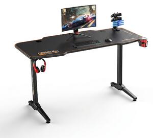 Birou Gaming Adore Carbon Series X9, suprafata carbon, mousepad, USB gamepad holder, suport pentru casti si pahar, cutie cabluri, 140x66x75 cm