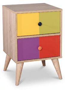 Noptiera Adore Rainbow, 2 sertare, Rainbow, Multicolor, 44x66x44 cm