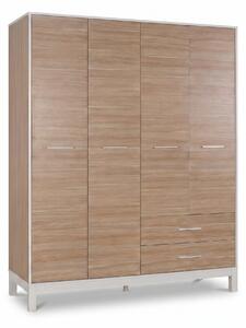 Dulap Haine Adore London, 4 usi si 2 sertare, Alb - Stejar, 159x202x52 cm