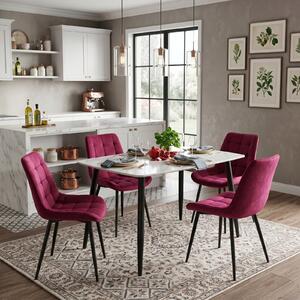 Set Masă fixă Atlas Marble Alb cu 4 Scaune Onix Bordo