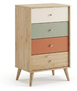 Comoda Adore Tiffany, 4 sertare, Multicolor, 60x99x44 cm