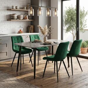 Set Masă fixă Atlas Marble Gri cu 4 Scaune Onix Verde