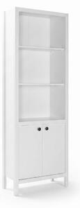 Biblioteca Adore Rustic cu 5 rafturi si usi, Alb, 66x196x32 cm