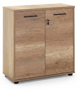 Biblioteca Adore New York, 2 usi cu cheie, 3 rafturi, Natur - Sonoma, 76x75x34 cm