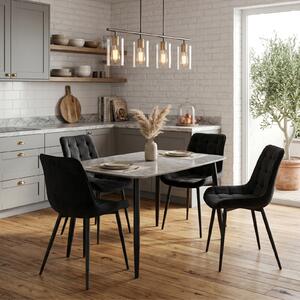 Set Masă fixă Atlas Marble Gri cu 4 Scaune Onix Negru
