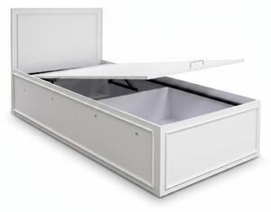 Pat de o persoana Adore Country cu loc de depozitare, Alb, 105x105x205 cm