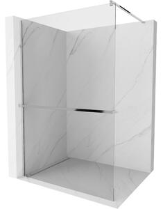 Mexen Kioto, Walk-In Walk-in duș 125 x 200 cm, sticlă transparentă 8 mm, profil cromat + suport pentru prosoape cu raft, 800-125-121-01-00
