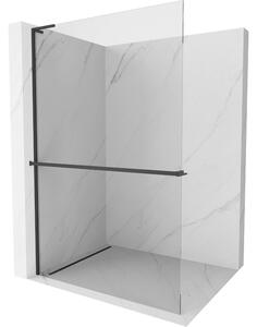 Mexen Kioto+ L, paravan de dus walk-in cu polita si cuier 50 x 200 cm, sticla transparenta 8 mm, profil negru, 800-050-123-70-00
