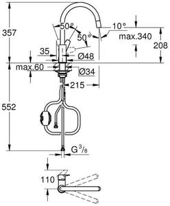 Grohe BauEdge baterie bucătărie pe picior crom 30536000
