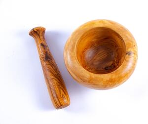 Mojar cu pistil Rotund din lemn de maslin