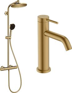 Hansgrohe Crometta set de baie perete cu termostat cu duș de ploaie auriu 88002389