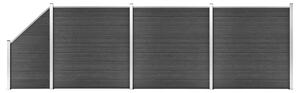 Set de panouri de gard, negru, 619x(105-186) cm, WPC
