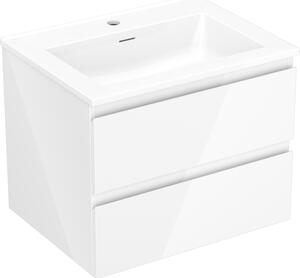 Mexen Orio dulap de baie 60 cm cu lavoar Otis, 2 sertare, alb lucios - 91A10-06047-2-BFF00-W18M00