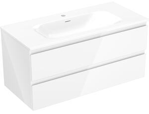 Mexen Orio dulap de baie 100 cm cu chiuvetă Vela, 2 sertare, alb lucios - 91A10-10047-2-BFF00-W23M00