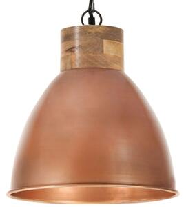 Lampă suspendată industrială arămiu 35 cm lemn masiv&fier E27