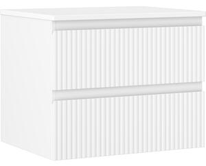 Mexen Rivel dulap de baie pentru lavoar 60 cm cu blat, 2 sertare, canelat, alb mat - 91A20-06047-2-BFFC01